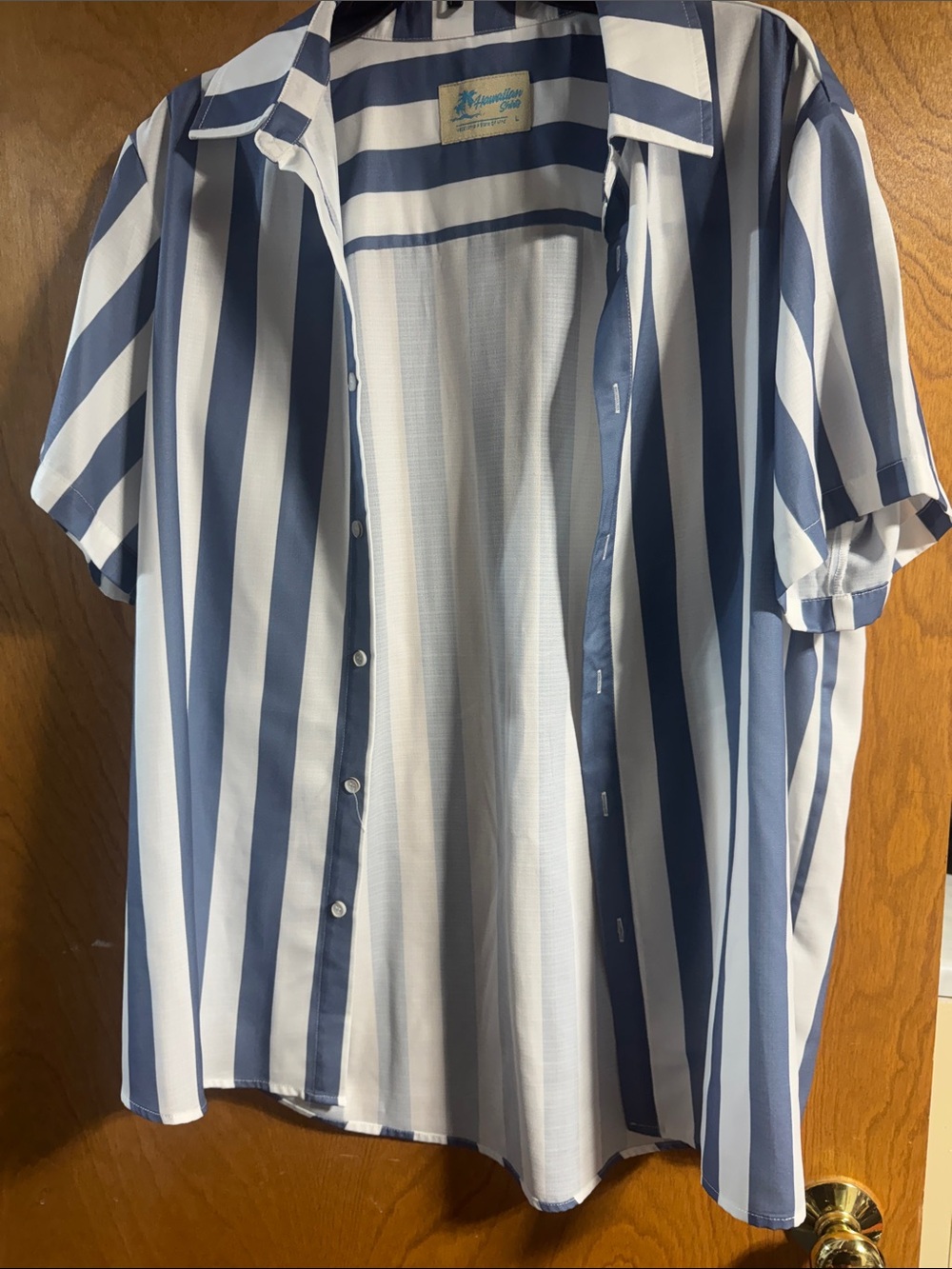 Classic Navy & White Vertical Stripe Short-Sleeve Shirt